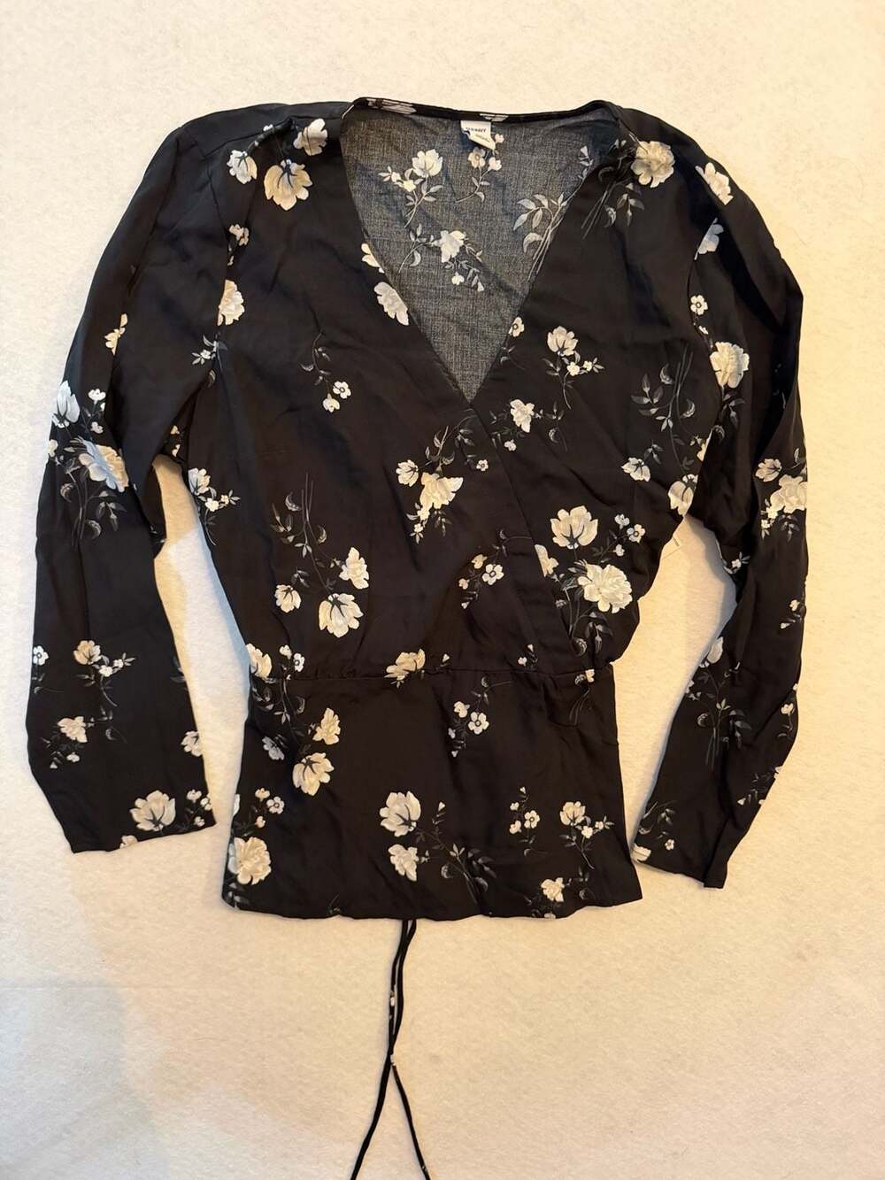 Old Navy Floral Long Sleeve Wrap Blouse Size M